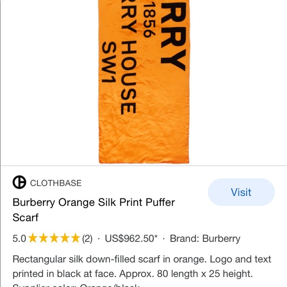 Burberry Orange Padded Scarf - Picture 5 of 13